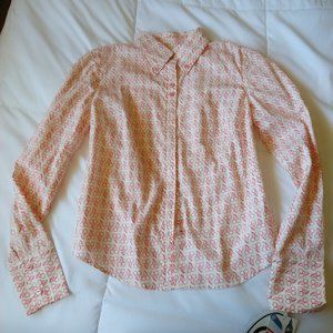 Cherry Print Luella x Target ivory long sleeve cotton button down shirt Sz S